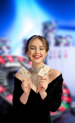 Live casino host dealing cards